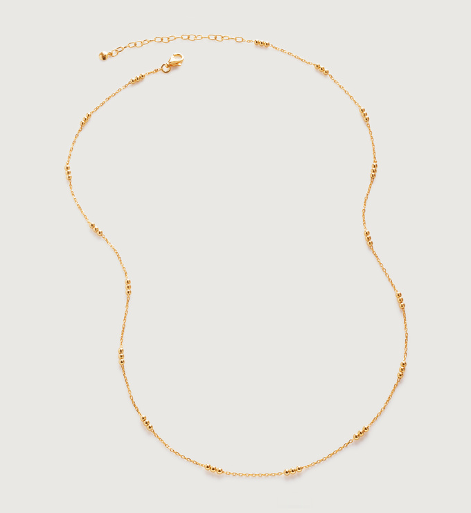 Gold Vermeil Triple Beaded Chain Necklace 18-20" - Monica Vinader