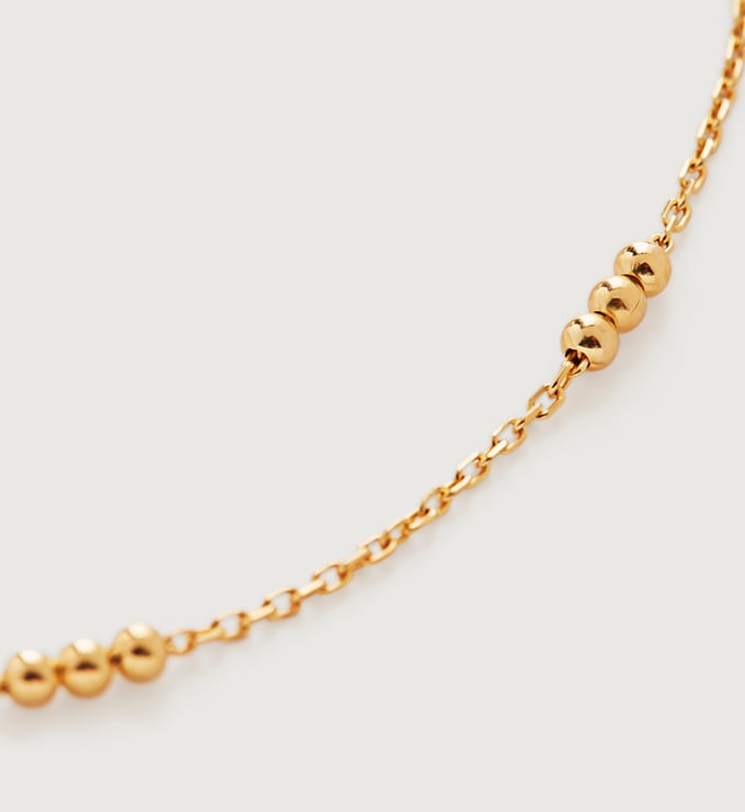 Gold Vermeil Triple Beaded Chain Necklace 46cm-50cm/18-20" - Monica Vinader