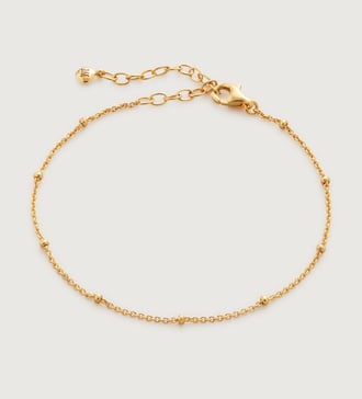 Gold Vermeil Fine Beaded Chain Bracelet - Monica Vinader