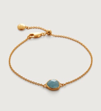 Gold Vermeil Siren Fine Chain Bracelet - Aquamarine - Monica Vinader