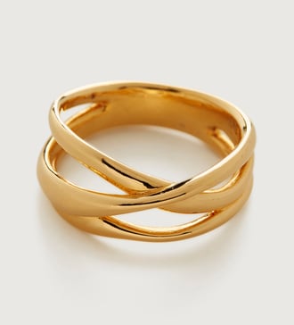 Gold Vermeil Nura Cross Over Ring - Gold Vermeil Nura Cross Over Ring - Monica Vinader