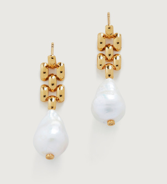 Gold Vermeil Doina Baroque Pearl Earrings - Pearl - Monica Vinader