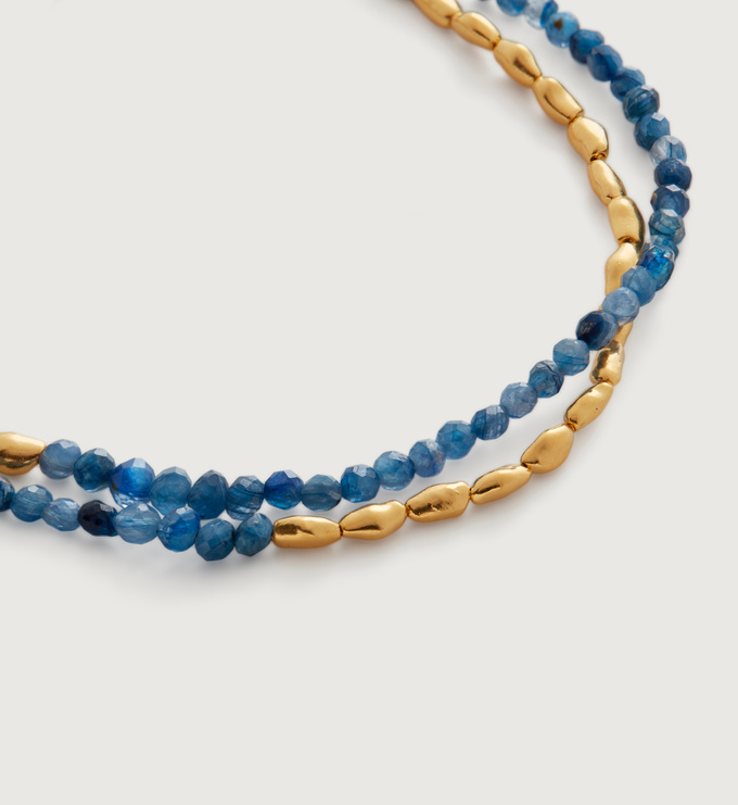 Gold Vermeil Mini Nugget Gemstone Beaded Bracelet - Kyanite - Monica Vinader