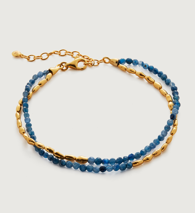 Gold Vermeil Mini Nugget Gemstone Beaded Bracelet - Kyanite - Monica Vinader