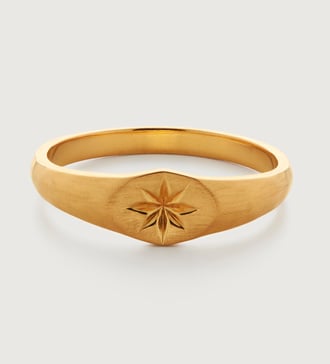 Gold Vermeil Guiding Star Signet Ring - Monica Vinader