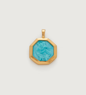 Gold Vermeil St Christopher Pendant Charm - Turquoise - Monica Vinader