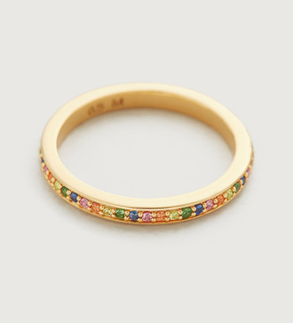 Gold Vermeil Skinny Sapphire Eternity Ring - Sapphire Mix - Monica Vinader