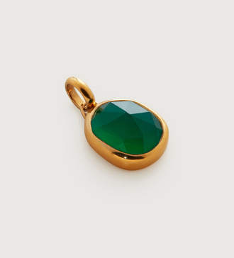 Gold Vermeil Siren Medium Bezel Pendant Charm - Green Onyx - Monica Vinader