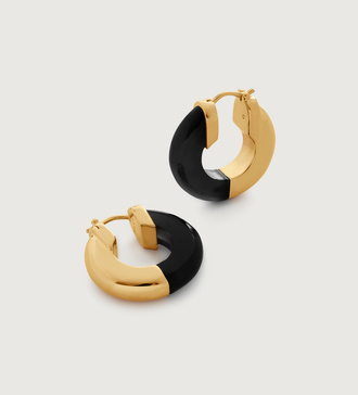 Gold Vermeil Kate Young Gemstone Small Hoop Earrings - Black Onyx - Monica Vinader