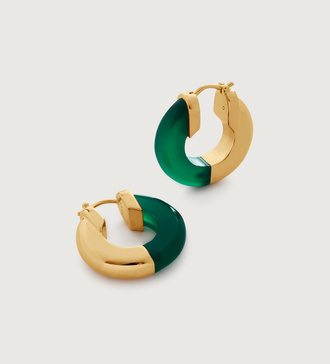 Gold Vermeil Kate Young Gemstone Small Hoop Earrings - Green Onyx - Monica Vinader