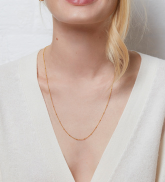 Alternate view of Gold Vermeil Fine Beaded Chain Necklace Adjustable 53-61cm/21-24' - Monica Vinader