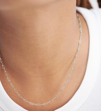 Alternate view of Sterling Silver Mini Paperclip Chain Necklace Adjustable 46cm/18' - Monica Vinader