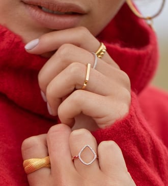 Alternate view of Gold Vermeil Signature Thin Ring - Monica Vinader