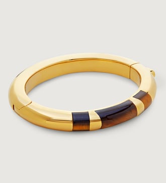 Gold Vermeil Kate Young Gemstone Striped Bangle - Kate Young Gemstone Striped Bangle - Tigers Eye - Monica Vinader