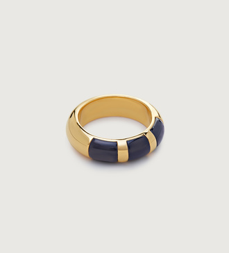 Gold Vermeil Kate Young Striped Gemstone Stacking Ring - Kate Young Gemstone Stacking Ring - Black Onyx - Monica Vinader