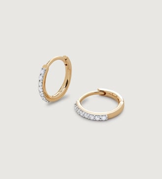 Gold Lab Grown Diamond Huggie Earrings - Lab Grown Diamond - Monica Vinader