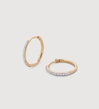 Gold Lab Grown Diamond Small Hoop Earrings - Lab Grown Diamond - Monica Vinader