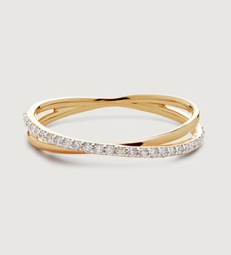 Gold Lab Grown Diamond Crossover Ring - Lab Grown Diamond - Monica Vinader