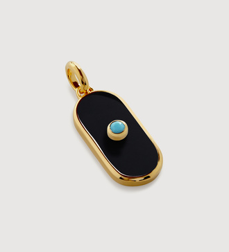 Gold Vermeil Gemstone Tablet Pendant Charm - Black Onyx - Monica Vinader