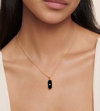 Alternate view of Gold Vermeil Gemstone Tablet Pendant Charm - Black Onyx - Monica Vinader