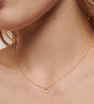 Alternate view of Gold Small Initial A Necklace Adjustable 41-46cm/16-18' - Monica Vinader