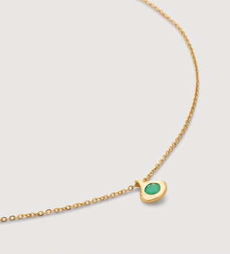 Gold Siren Gemstone Mini Necklace Adjustable 41-46cm/ 16-18' - Emerald - Monica Vinader