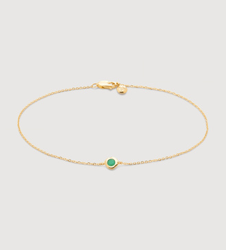 Gold Siren Gemstone Mini Chain Bracelet - Emerald - Monica Vinader