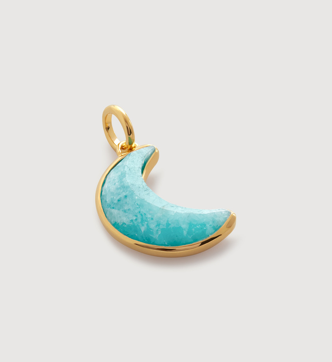 Gold Vermeil Crescent Moon Gemstone Pendant Charm - Amazonite - Monica Vinader