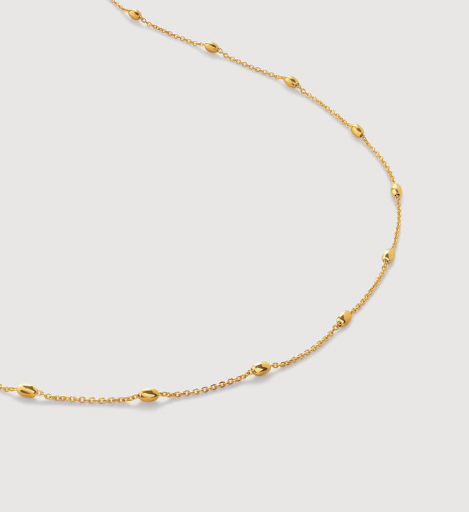 Gold Vermeil Orbit Fine Oval Station Chain Necklace Adjustable 71-76cm/28-30' - Monica Vinader