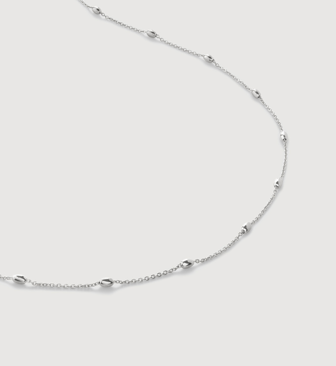 Sterling Silver Orbit Fine Oval Station Chain Necklace Adjustable 71-76cm/28-30' - Monica Vinader