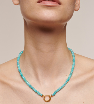 Alternate view of Gold Vermeil Kissing Moon Gemstone Capture Necklace 46cm/18' - Amazonite - Monica Vinader