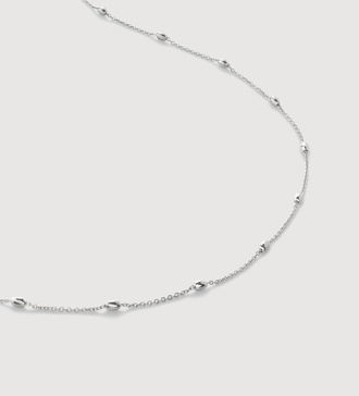 Sterling Silver Orbit Fine Oval Station Chain Necklace Adjustable 71-76cm/28-30' - Monica Vinader