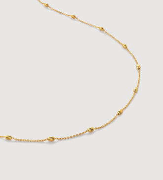 Gold Vermeil Orbit Fine Oval Station Chain Necklace Adjustable 71-76cm/28-30' - Monica Vinader