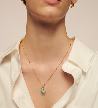 Alternate view of Gold Vermeil Crescent Moon Gemstone Pendant Charm - Amazonite - Monica Vinader