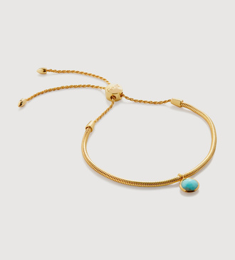 Gold Vermeil Eclipse Gemstone Friendship Chain Bracelet  - Amazonite - Monica Vinader