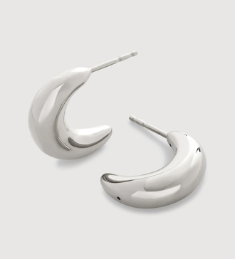 Sterling Silver Crescent Moon Medium Hoop Earrings - Monica Vinader