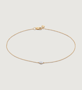 Gold Lab Grown Diamond Marquise Solitaire Chain Bracelet - Lab Grown Diamond - Monica Vinader