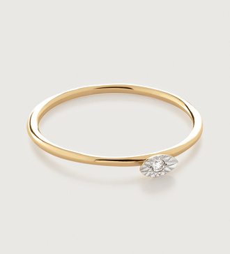 Gold Lab Grown Diamond Marquise Solitaire Stacking Ring - Lab Grown Diamond - Monica Vinader