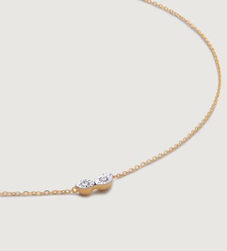 Gold Lab Grown Diamond Duo Necklace Adjustable 41-46cm/ 16-18' - Lab Grown Diamond - Monica Vinader