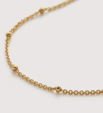 Gold Vermeil Fine Beaded Chain Necklace 53-61cm/21-24' - Monica Vinader